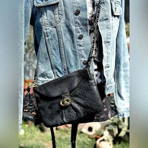 Joelle Hawkins — Take Off Black Pebbled Leather Crossbody 